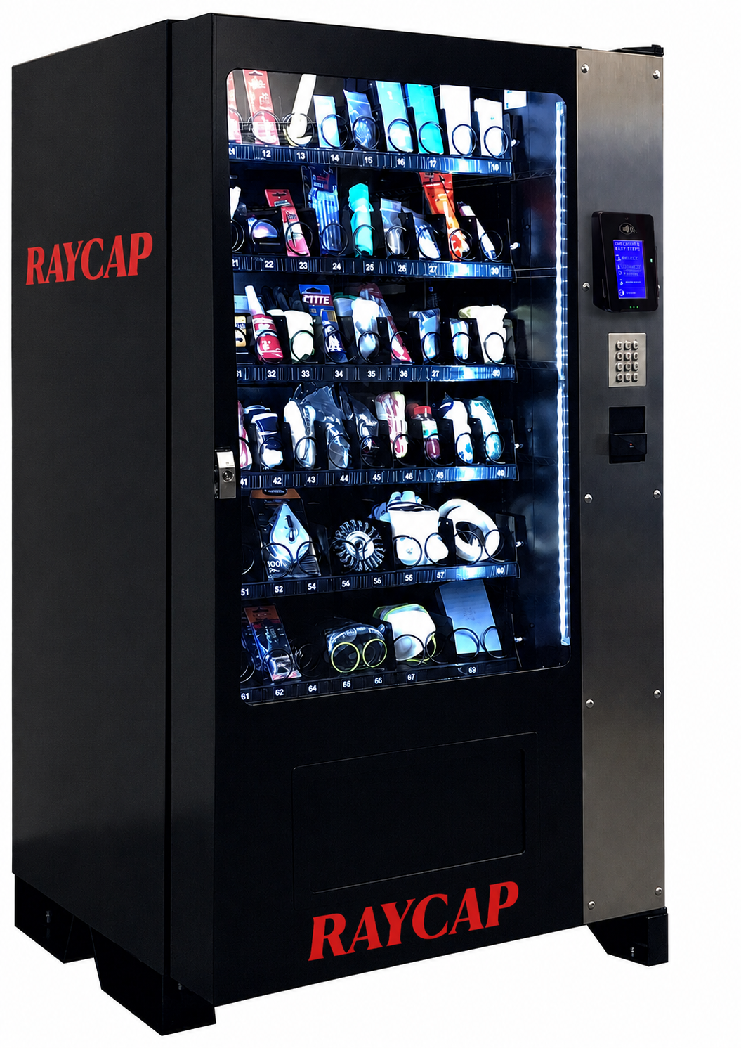 Raycap industrial vending machine stocked with MRO supplies, safety products and fasteners for vendor managed inventory programs